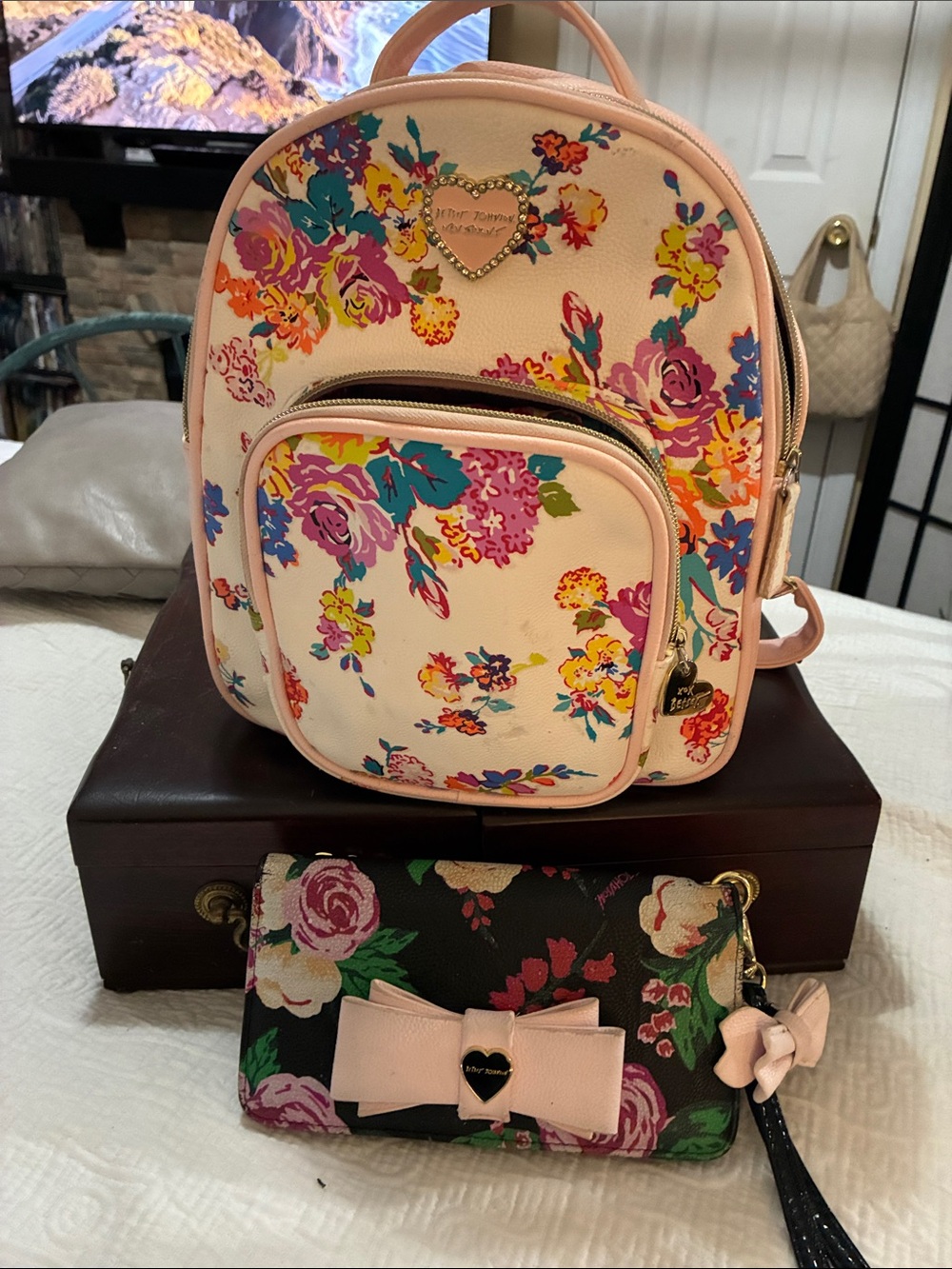 Betsey Johnson Floral Mini Backpack - Pink Multi